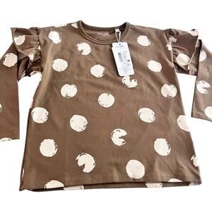 Sanetta girls organic cotton polka dot ruffle top size 6 NWT